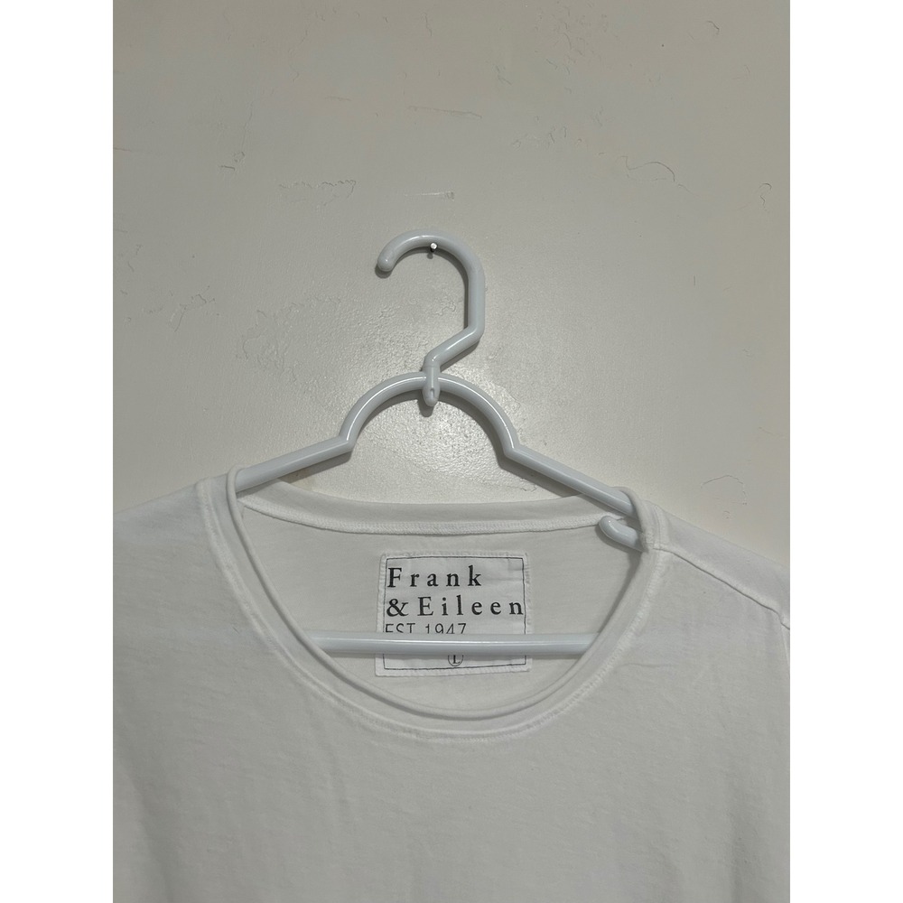 Frank & Eileen White Long Sleeve Raw Hem Cotton Tee Shirt Womens Large L - Picture 3 of 4